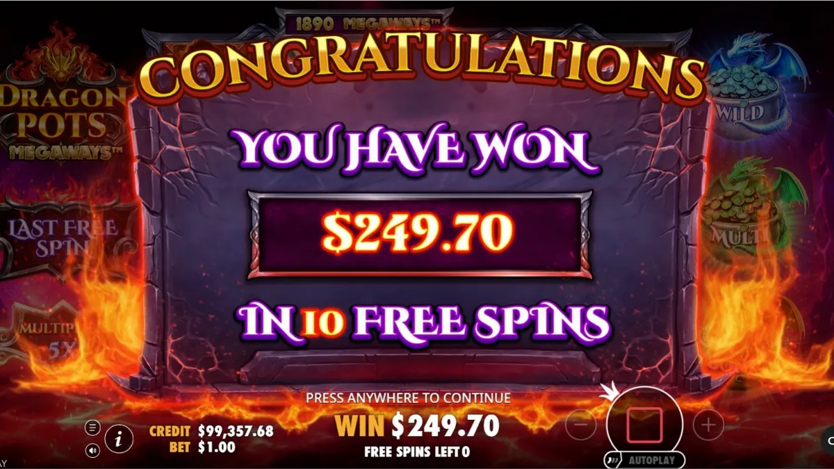 Tampilan visual slot Dragon Pots Megaways dengan tema naga dan kuali ajaib.